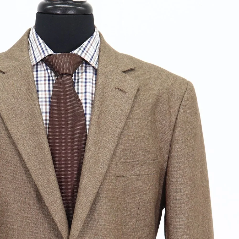 Stafford 42L Brown Solid 2-Button Sport Coat Blazer Jacket G162